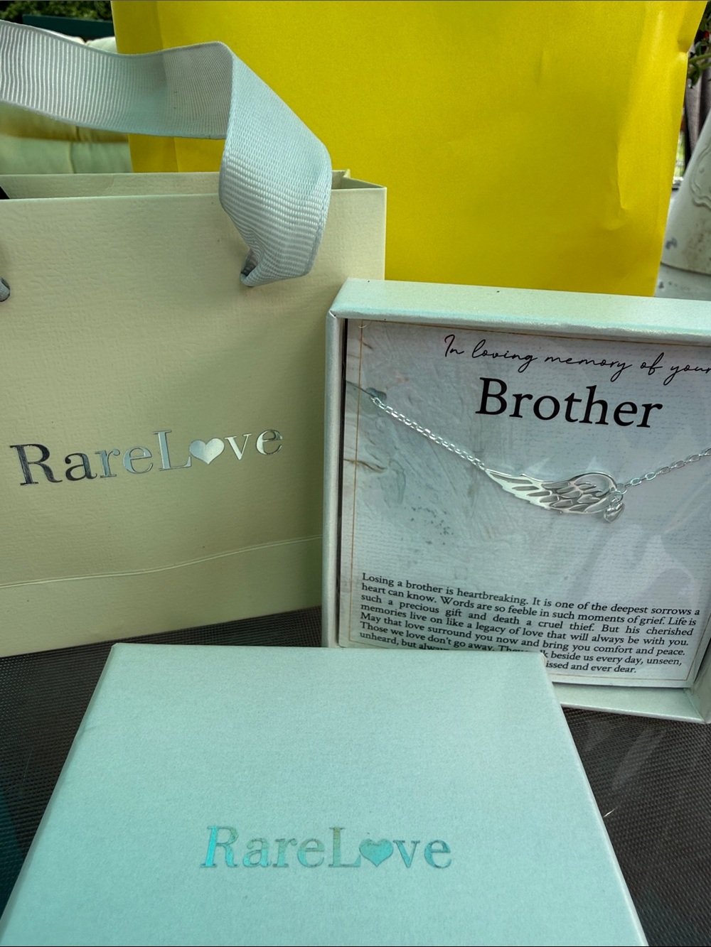 Silver Wing Pendant Necklace – "Brother" Memorial Gift